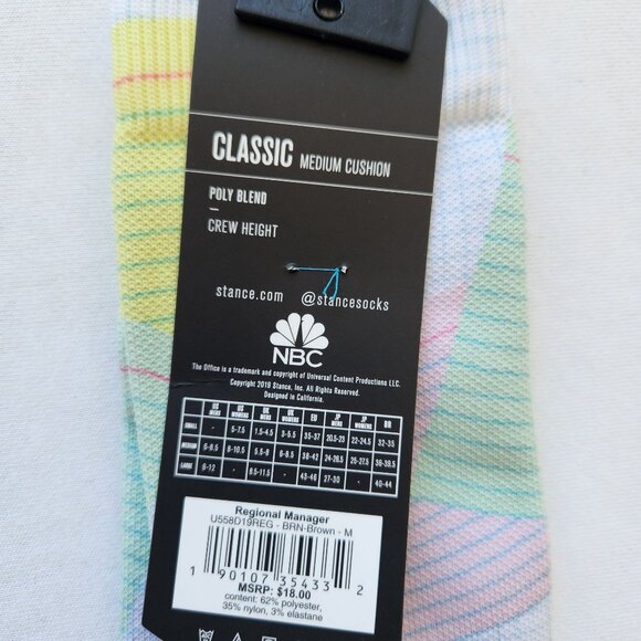 The Office Stance Dunder Mifflin Dwight Schrute Crew Socks Medium Unisex Soft - Picture 6 of 9